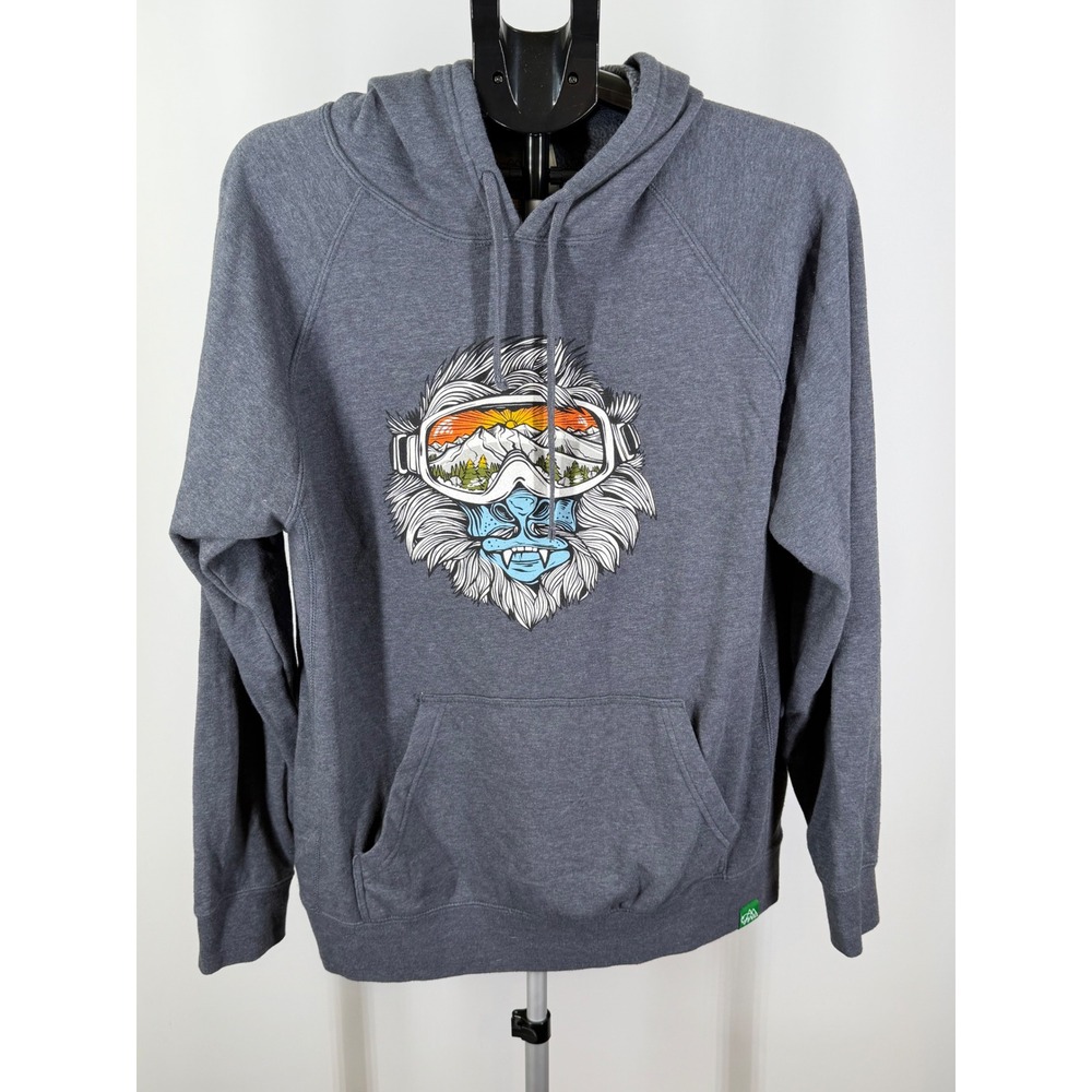 Wild Tribute Mens Yeti Ski Goggles Hoodie Heather‎ Grey Graphic Sweatshirt Large